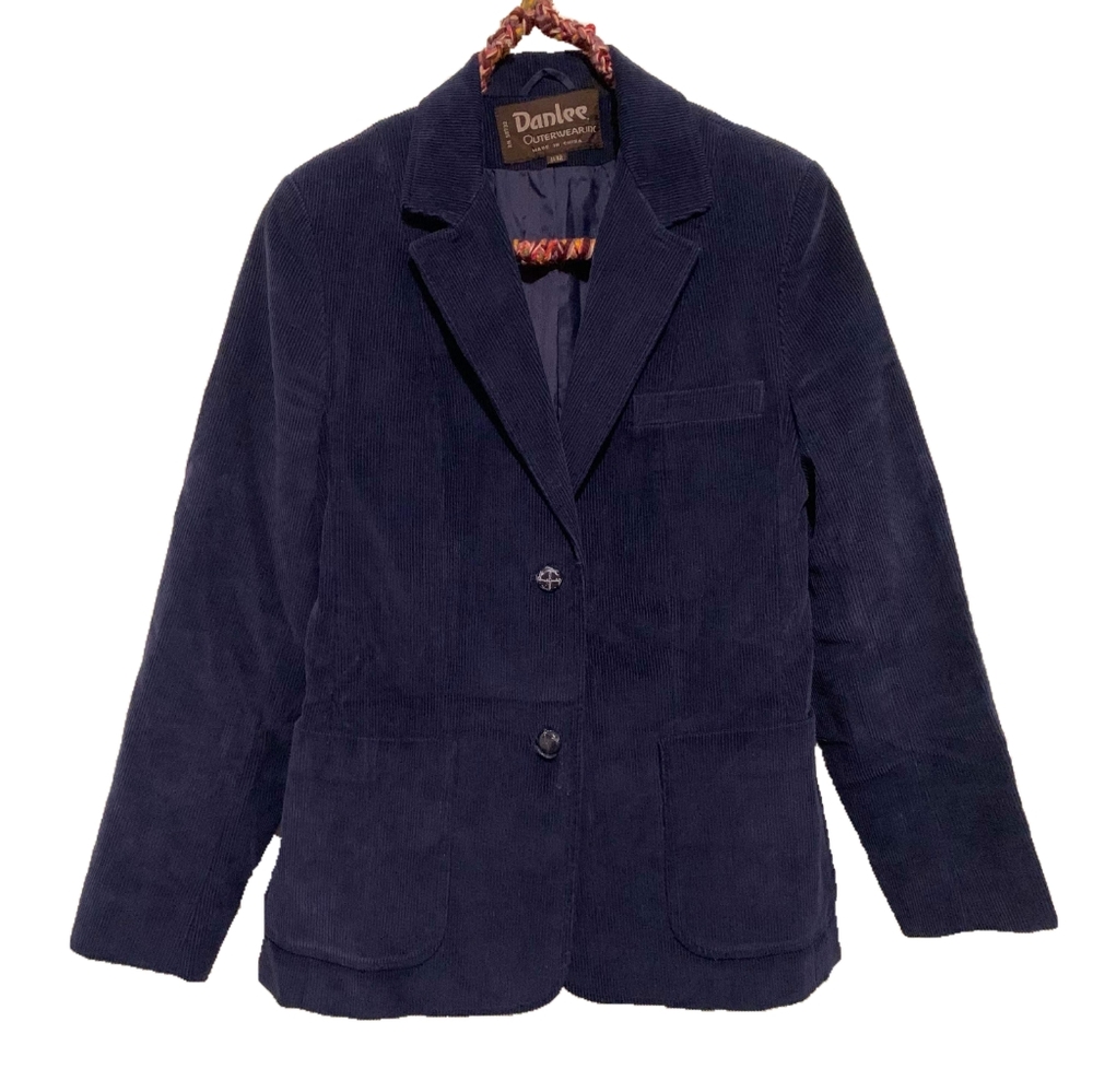 Vintage Navy Blue Corduroy Blazer